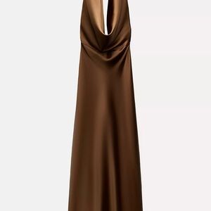 Satin Effect Open Back Midi Dress Zara